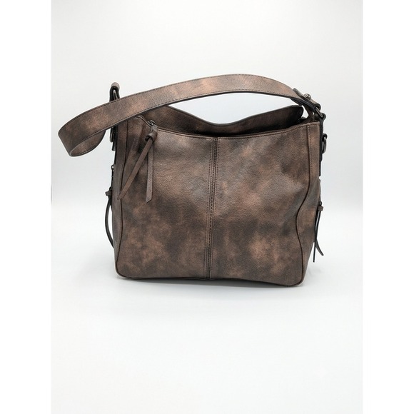 Handbags - Rare Leather Brighton Concept Shoulder Hobo Bag Brown Metallic